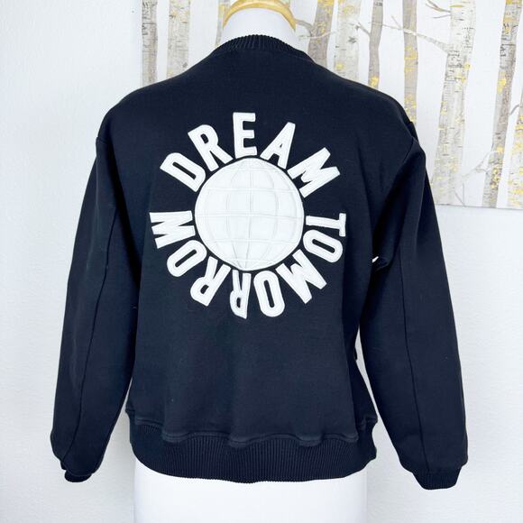Maje Timba Embroidered Dream Tomorrow Sweatshirt Black White - Picture 3 of 8